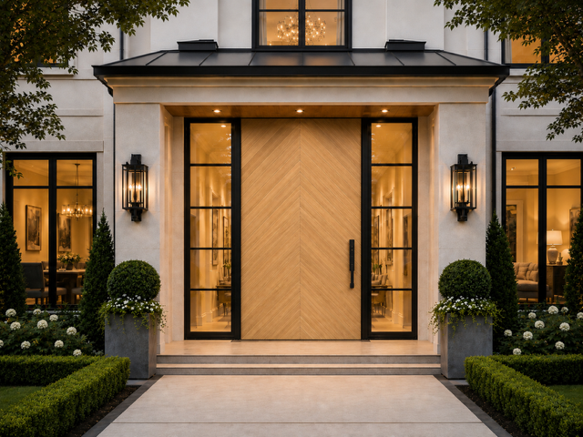 Chevron - Exterior Modern Entry Solid Wood Front Door