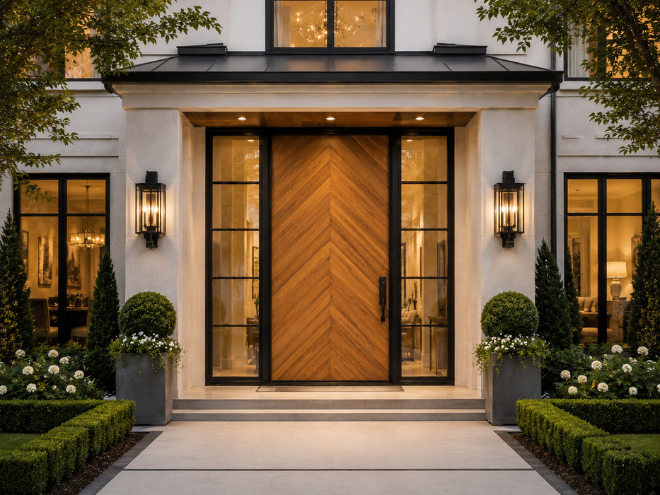 Chevron - Exterior Modern Solid Wood Pivot Door