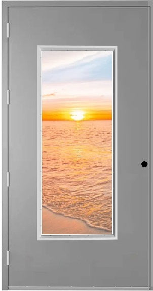 Commercial Industrial Hollow Metal 3-Hours Fire Rated Steel Single Door with Full Glass Lite Window