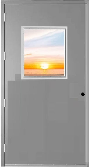 Commercial Industrial Hollow Metal Steel 3-Hours Fire Rated Single Door with Half Glass Lite Window