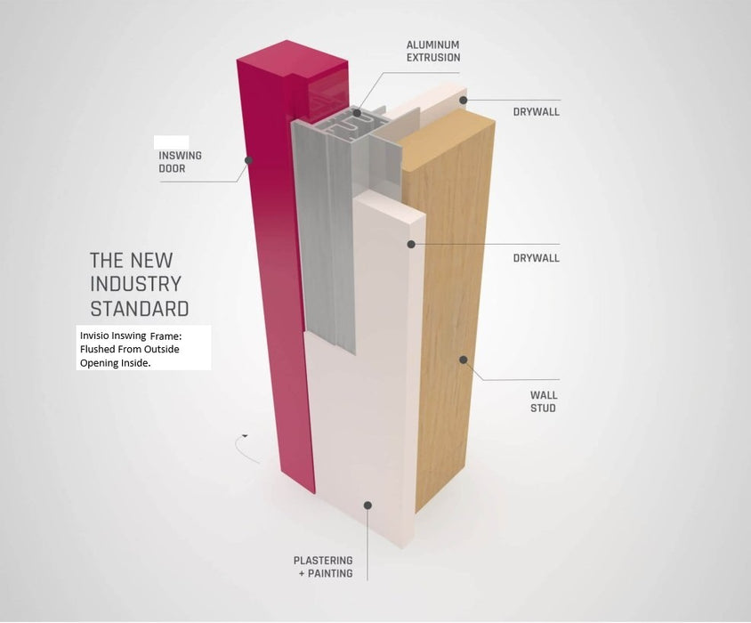 Invisio - Modern Solid Hidden Door Including Heavy Duty 3D Concealed Hinges and Hidden Aluminum Frame