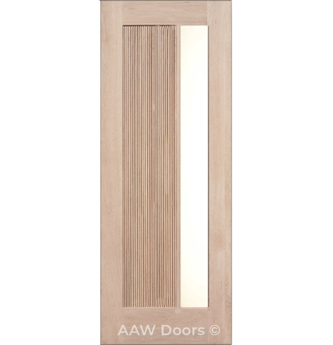 Carrera - Modern White Oak Wood Entry Door with Frosted Glass
