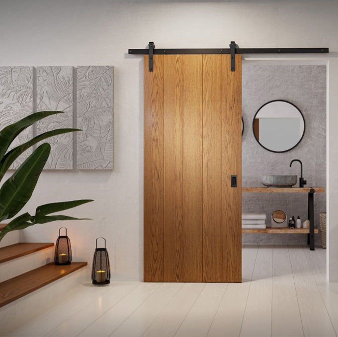 Largo - Modern White Oak Wood Interior Solid Door with Vertical Planks