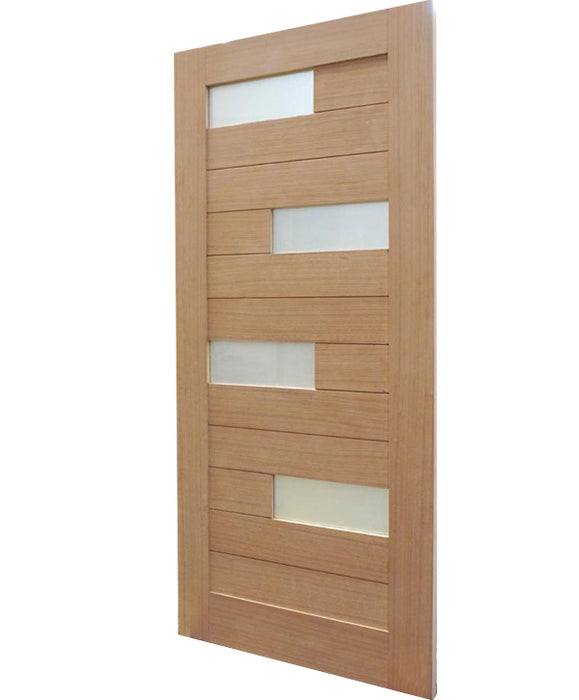 San Luis – Exterior Modern White Oak Wood with Double Panel and Offset with White Laminated Glass