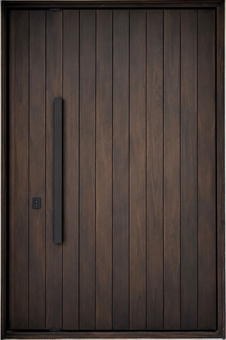 Granada - Exterior Modern Vertical Plank Walnut Solid Wood Pivot Door
