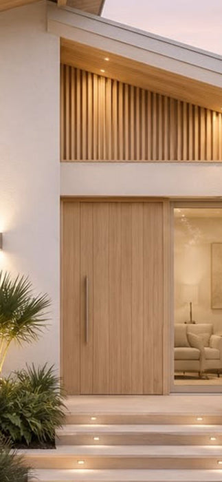 Granada - Exterior Modern Vertical Plank Walnut Solid Wood Pivot Door