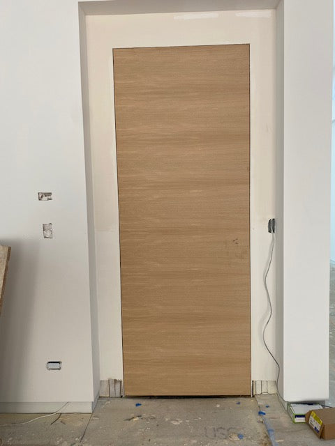 Invisio - Modern Rift Cut White Oak Hidden Door Including Heavy Duty 3D Concealed Hinges and Hidden Aluminum Frame
