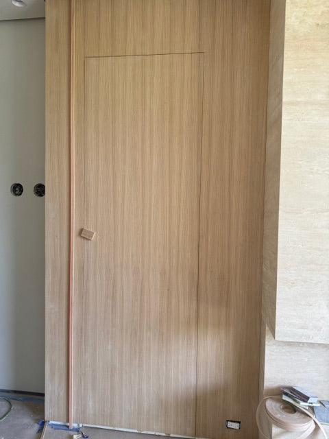 Invisio - Modern Rift Cut White Oak Hidden Door Including Heavy Duty 3D Concealed Hinges and Hidden Aluminum Frame