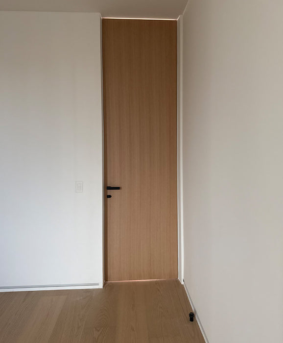 Invisio - Modern Rift Cut White Oak Hidden Door Including Heavy Duty 3D Concealed Hinges and Hidden Aluminum Frame
