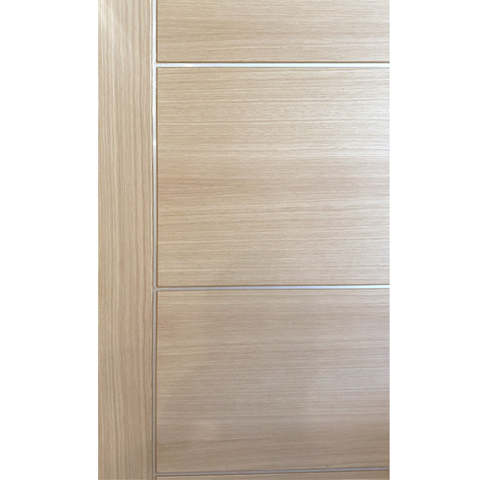 Mercury - Interior Modern White Oak Solid Wood Door with Slim Aluminum Inlay