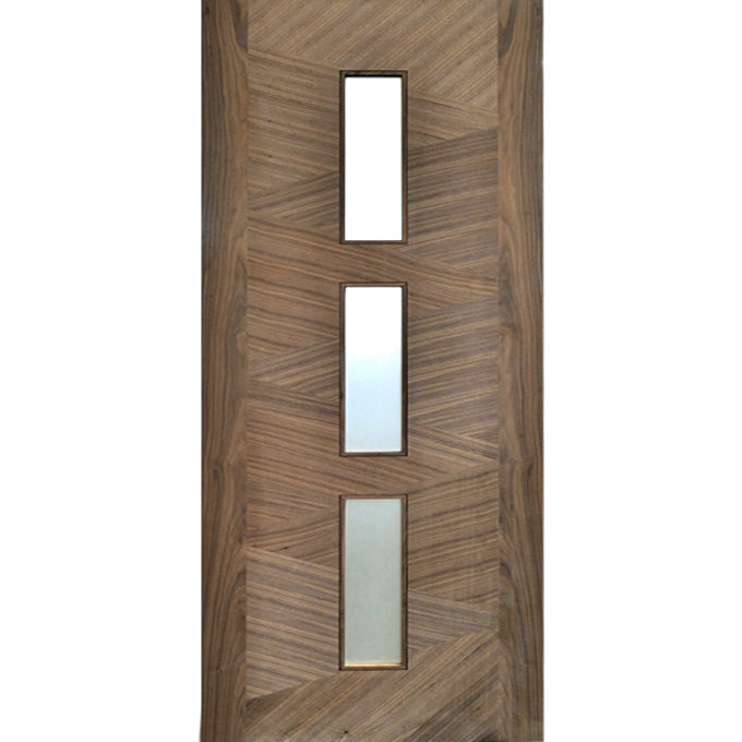 Zara - 3-Lite Interior Modern Walnut Stain Grade Door