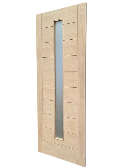 Madrid - Interior Modern White Oak Solid Wood Door with Obscure Lite