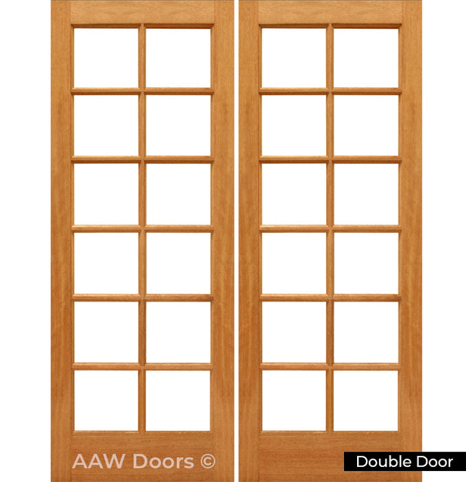 MAH 12/6 Dual Clear Mahogany French Patio Door