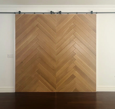 Milan - Interior Modern Herringbone Design White Oak Solid Wood Door