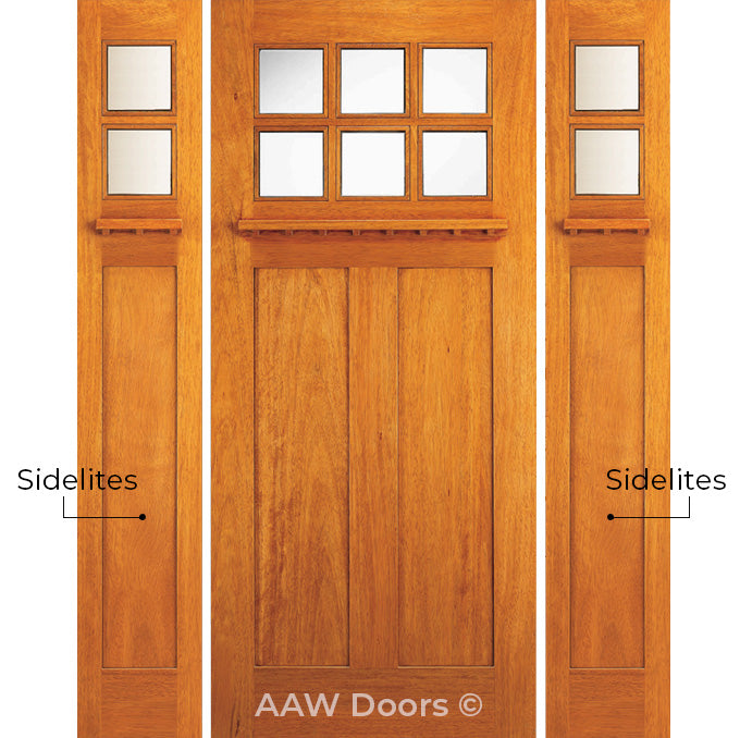 MODEL AC 703 Dual Bevel - Craftsman Mahogany Wood Entry Solid Door