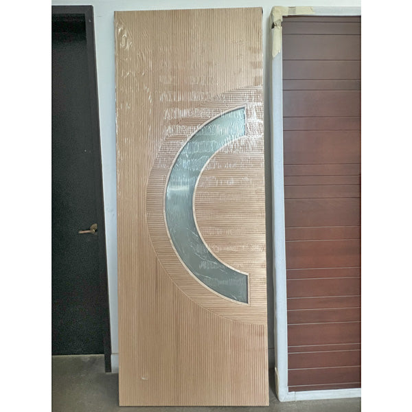 Modern Metal Frame Mahogany/White Oak Front Door