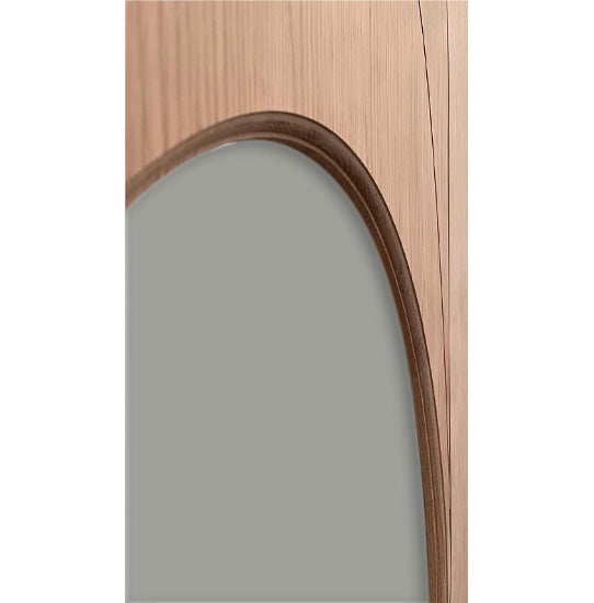 Oval - Exterior Modern Mahogany Wood & White Laminated Glass Entry Solid Front Door