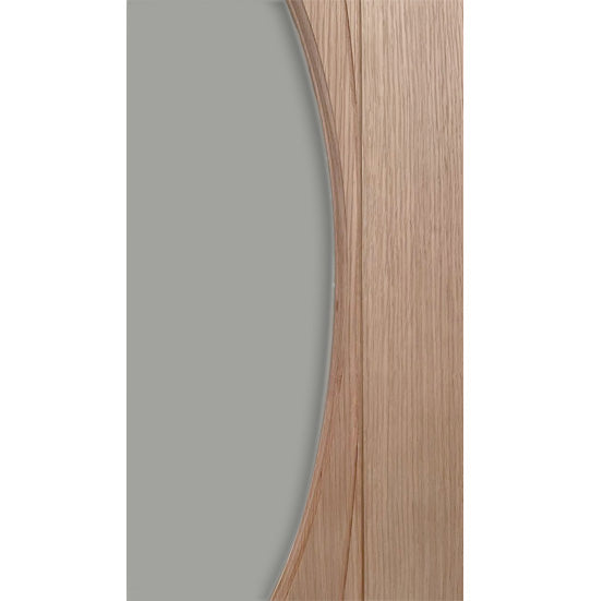 Oval - Exterior Modern Mahogany Wood & White Laminated Glass Entry Solid Front Door