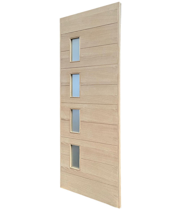 Palma - Interior Modern White Oak Solid Wood Door with Obscure Lite