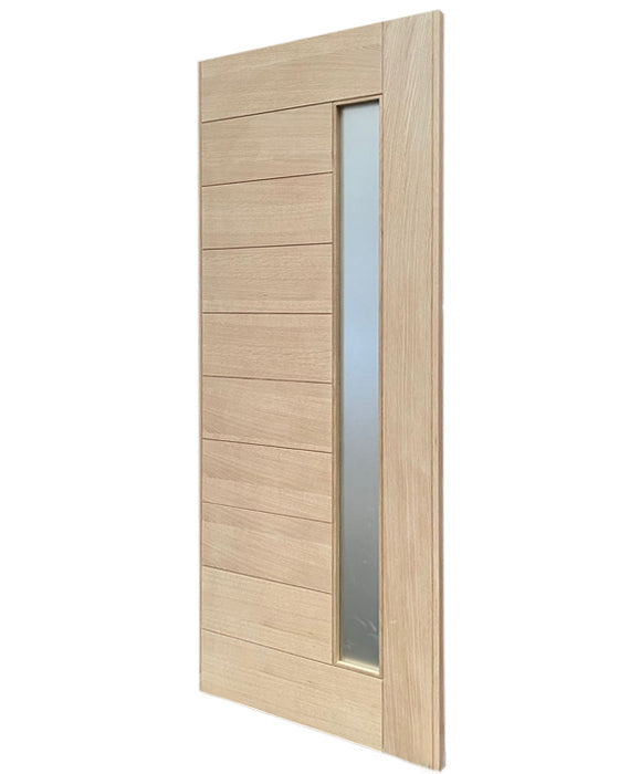 Toledo - Interior Modern White Oak Solid Wood Door with Obscure Lite