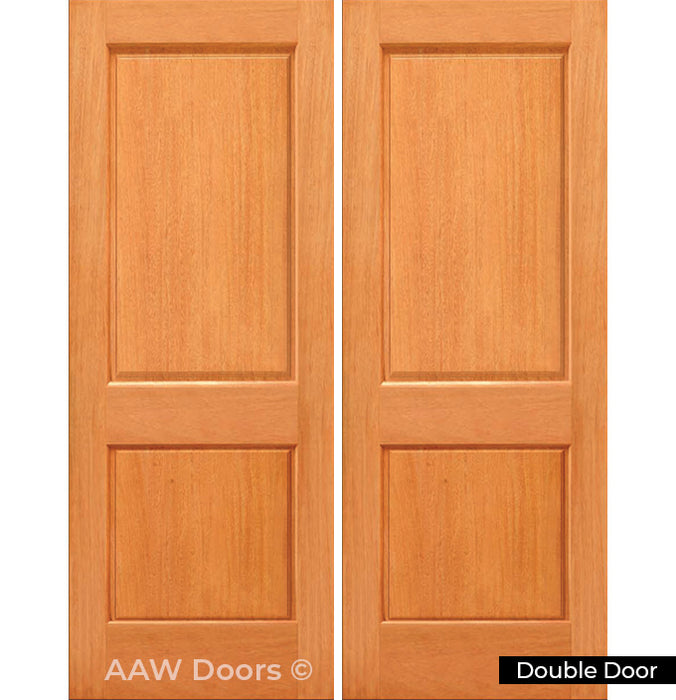 Due - Modern Two Panel Modern Mahogany Wood Door