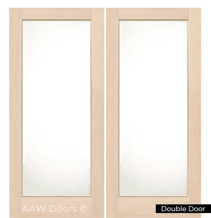 Interior One Lite Modern White Oak Wood & White Laminated Glass Solid Door