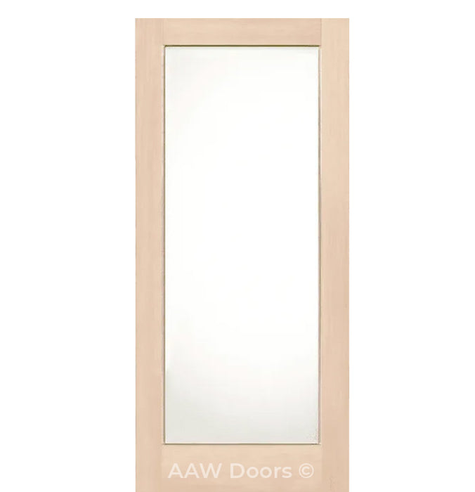 Interior One Lite Modern White Oak Wood & White Laminated Glass Solid Door