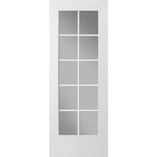10-Lite Primed Fiberglass & Dual Pane Clear Glass French Patio Door