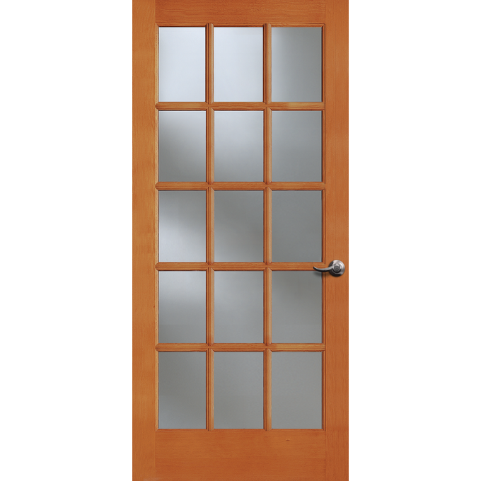 15-Lite Doug Fir Wood & Single Pane Clear Glass French Patio Door