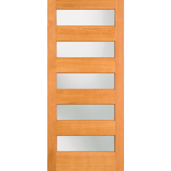 Interior Contemporary 5-Lite Doug Fir Wood & White Laminate Glass Door