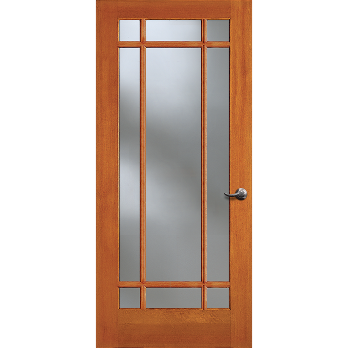 9-Lite Doug Fir Wood & Single Pane Clear Glass French Patio Door