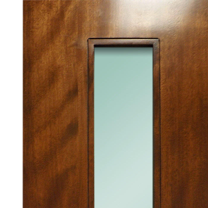 Avanti - Modern Mahogany Wood & White Laminated Glass Entry Solid Door