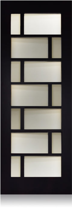 Brick - Modern Mahogany Wood & White Laminated Glass Entry Solid Door