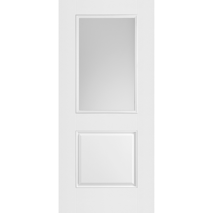 Belleville Smooth Fiberglass 1 Panel Door Half Lite with Clear Glass Classic Door