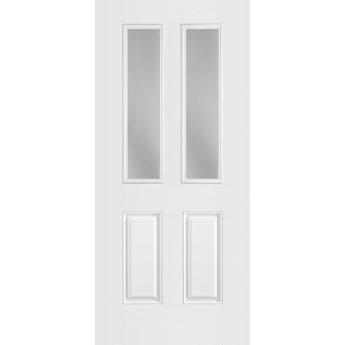 Belleville Smooth Fiberglass 2 Panel Twin Lite with Clear Glass Classic Door