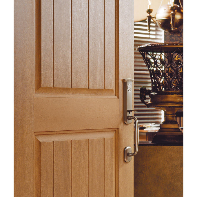 Belleville Smooth Fiberglass Cheyenne Style Cottage 2 Panel Arch Top Grooved Classic Door