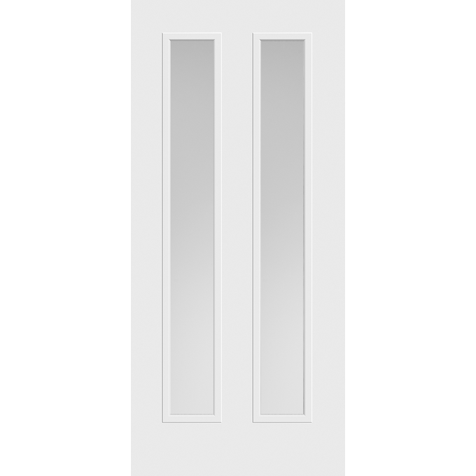 Belleville Smooth Fiberglass Vertical 2-Lite Pearl Glass Modern Door