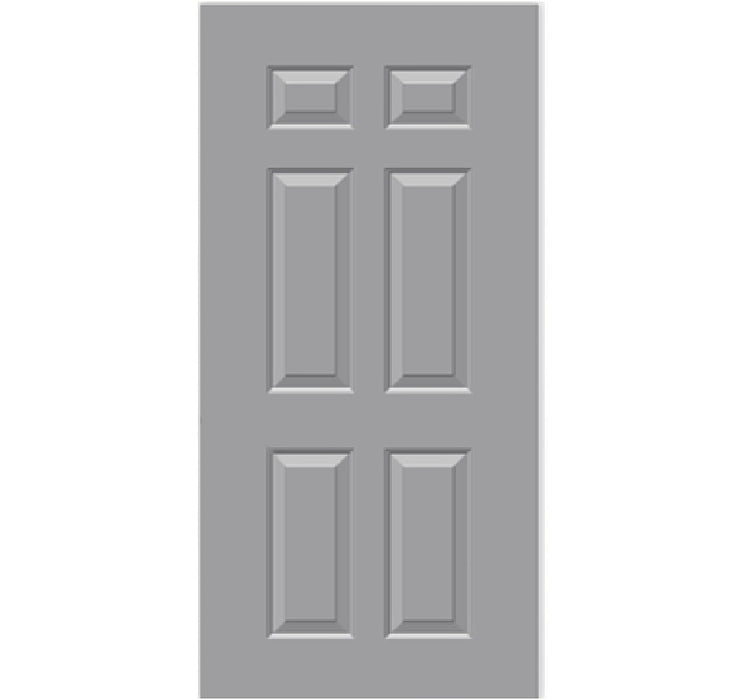Commercial 18-Gauge 6-Panel Hollow Metal 3-Hours Fire Rated Door