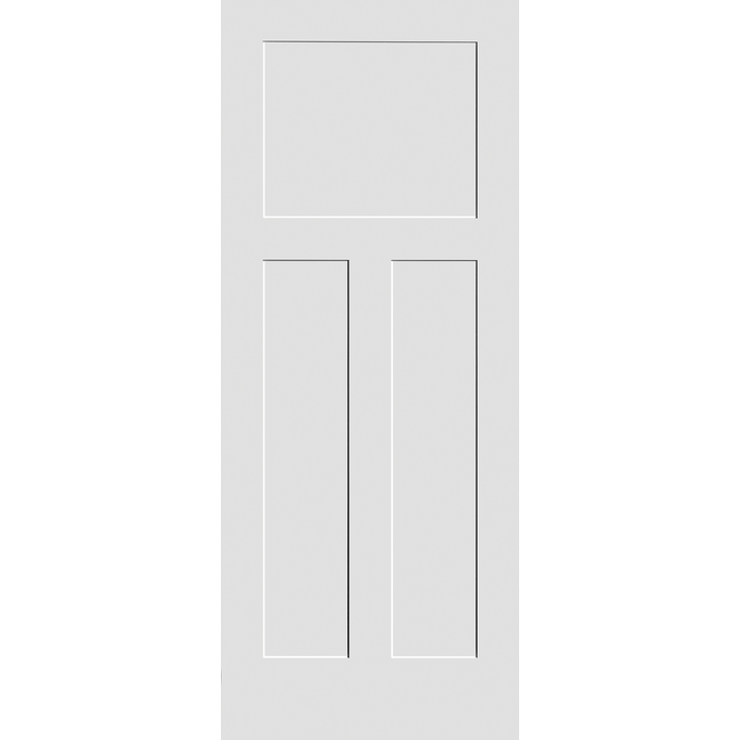 Interior Flat 3-Panel Craftsman Shaker Primed Door