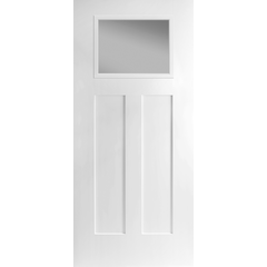 Heritage Smooth Fiberglass 2 Panel Lite with Clear Low-E Glass Craftsman Door