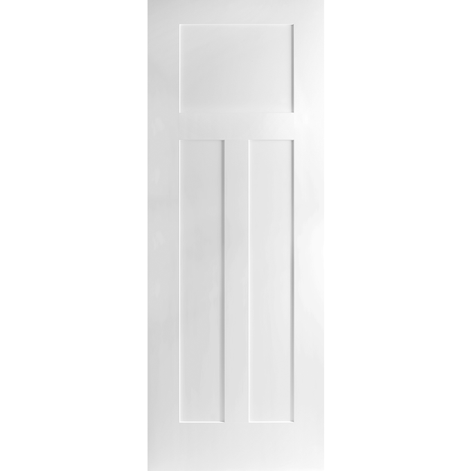 Heritage Smooth Fiberglass 3 Panel Solid Craftsman Door