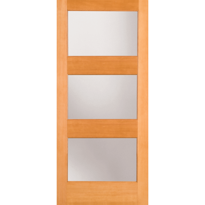 Interior Contemporary 3-Lite Doug Fir Wood & White Laminate Glass Door
