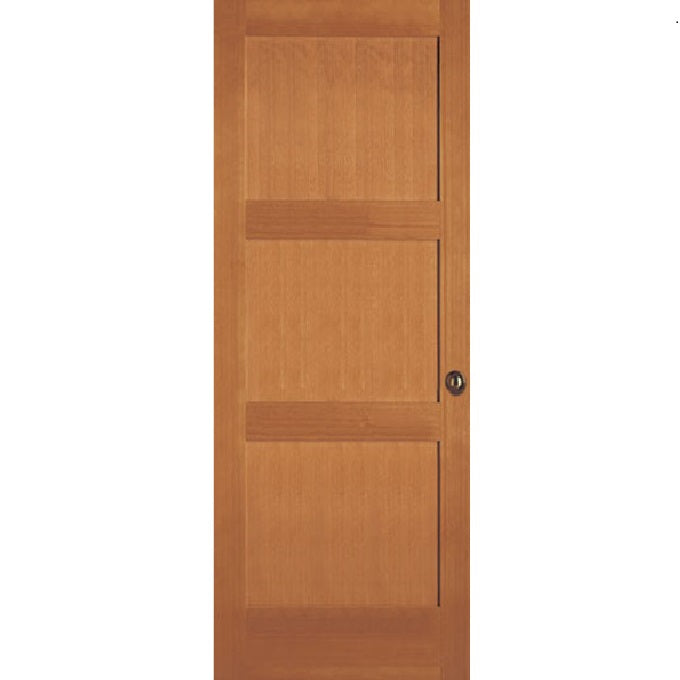 Interior Flat 3-Panel Shaker Stain Grade Doug-Fir Wood Door