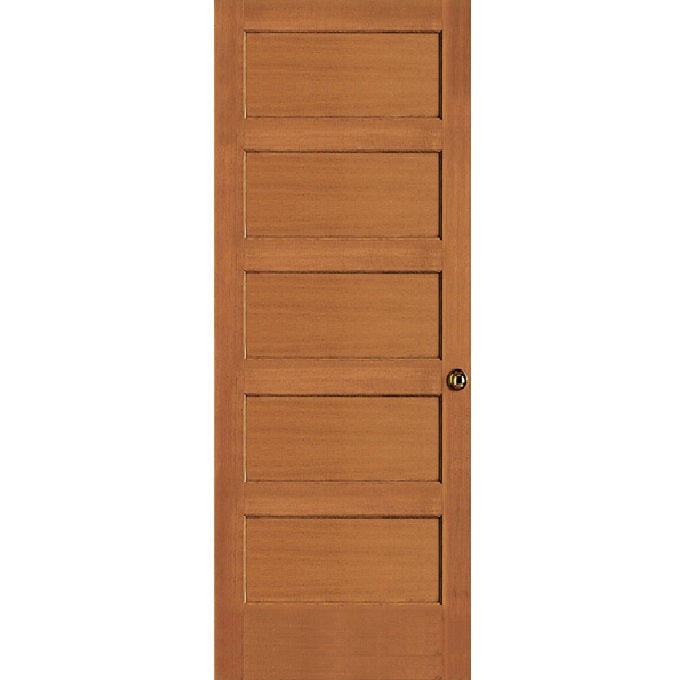 Interior Flat 5-Panel Shaker Stain Grade Doug-Fir Wood Door — Lux