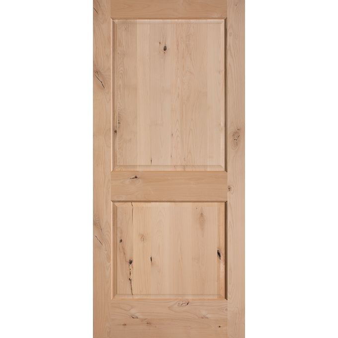 Interior 2-Panel Square Top Knotty Alder Wood Door [1-3/4" Thick]
