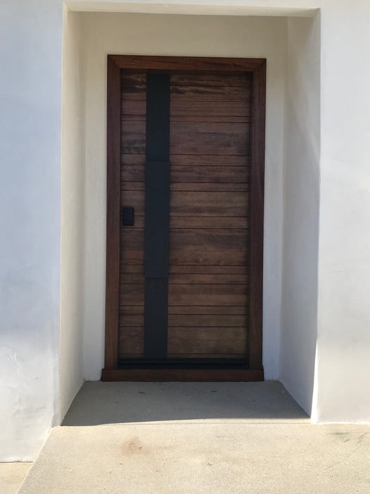 Nova - Modern Mahogany Wood Entry Solid Door With Solid Iron Plate Handle