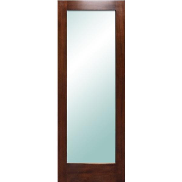 Interior One Lite Modern Mahogany Wood & White Laminated Glass Solid Door