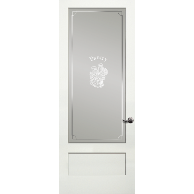 Pantry Frosted Decorative Glass Primed Panel Bottom Door