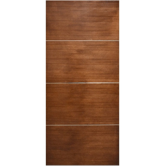 Verona Interior Modern Flush Mahogany Wood Door with Aluminum Inlay