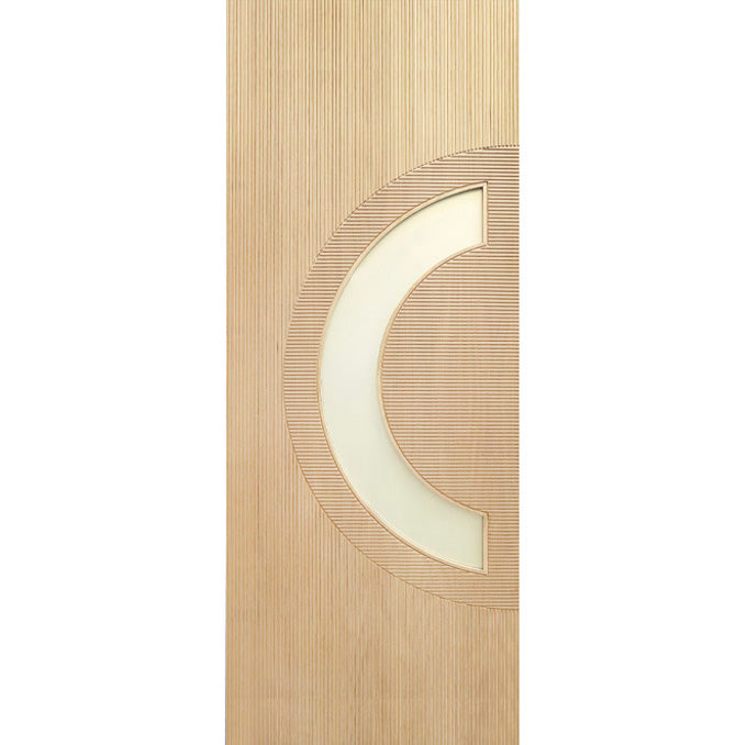 Ocean - Modern Mahogany/White Oak Wood & White Laminated Glass Entry Solid Door